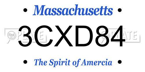 3CXD84 Massachusetts License Plate