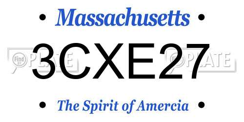 3CXE27 Massachusetts License Plate