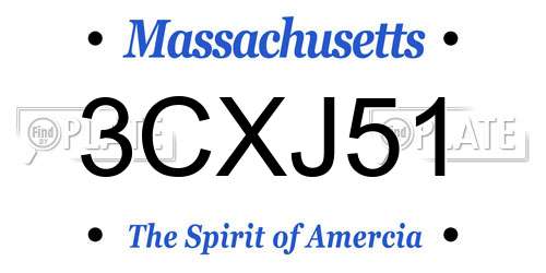 3CXJ51 Massachusetts License Plate