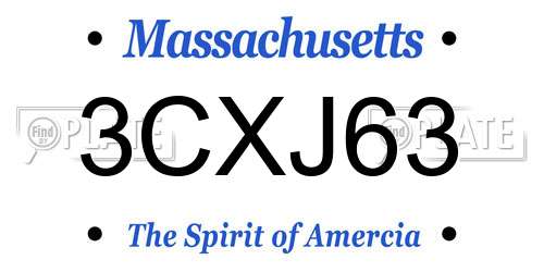 3CXJ63 Massachusetts License Plate