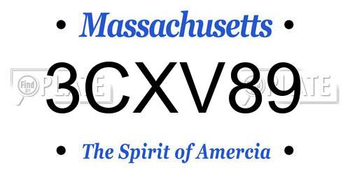 3CXV89 Massachusetts License Plate