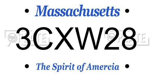 3CXW28 Massachusetts License Plate