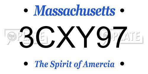 3CXY97 Massachusetts License Plate