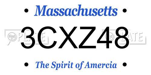 3CXZ48 Massachusetts License Plate
