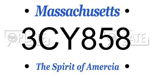 3CY858 Massachusetts License Plate