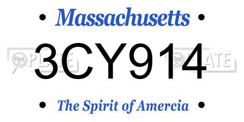 3CY914 Massachusetts License Plate