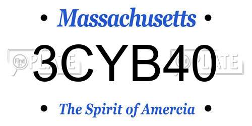 3CYB40 Massachusetts License Plate