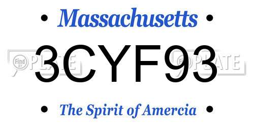 3CYF93 Massachusetts License Plate