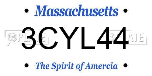 3CYL44 Massachusetts License Plate