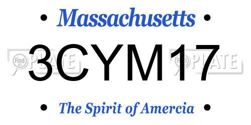 3CYM17 Massachusetts License Plate