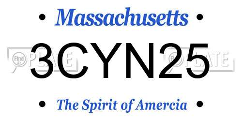3CYN25 Massachusetts License Plate