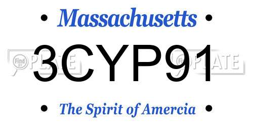 3CYP91 Massachusetts License Plate