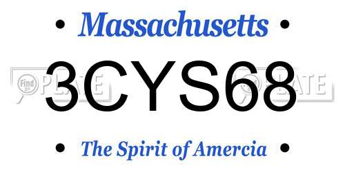 3CYS68 Massachusetts License Plate
