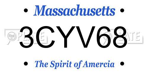 3CYV68 Massachusetts License Plate