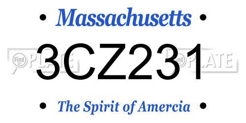 3CZ231 Massachusetts License Plate
