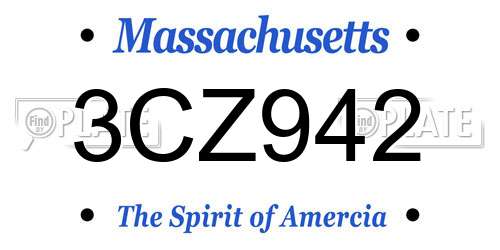 3CZ942 Massachusetts License Plate