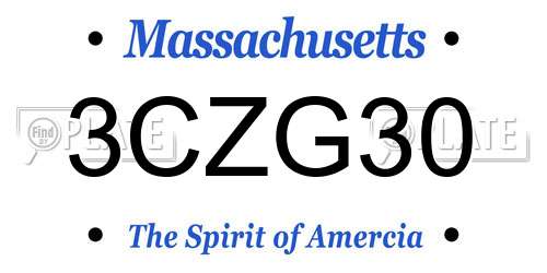 3CZG30 Massachusetts License Plate
