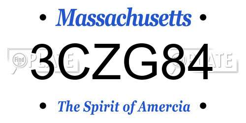 3CZG84 Massachusetts License Plate