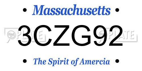 3CZG92 Massachusetts License Plate