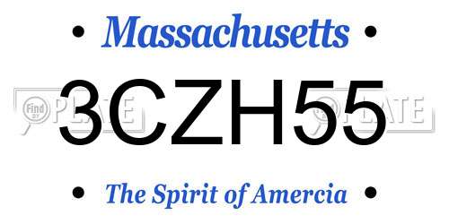 3CZH55 Massachusetts License Plate