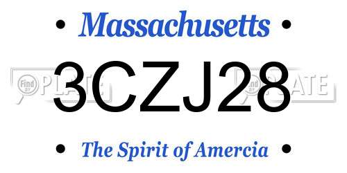 3CZJ28 Massachusetts License Plate