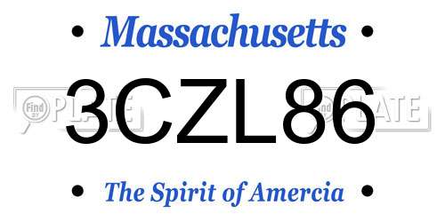 3CZL86 Massachusetts License Plate