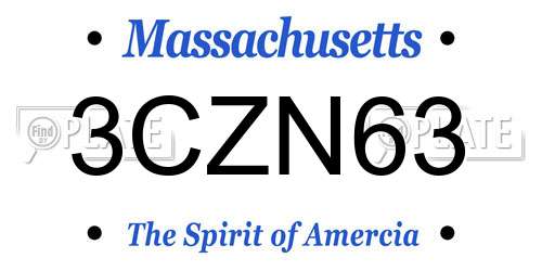 3CZN63 Massachusetts License Plate