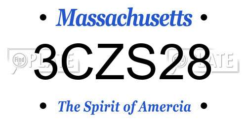 3CZS28 Massachusetts License Plate
