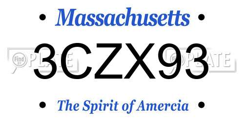 3CZX93 Massachusetts License Plate