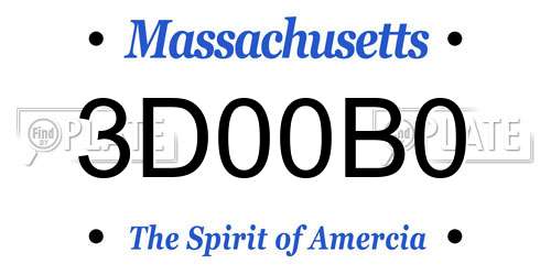 3D00B0 Massachusetts License Plate