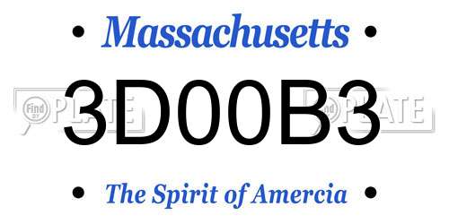 3D00B3 Massachusetts License Plate