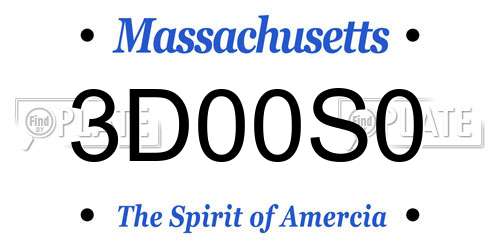 3D00S0 Massachusetts License Plate