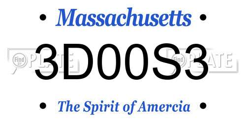 3D00S3 Massachusetts License Plate