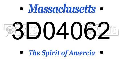 3D04062 Massachusetts License Plate