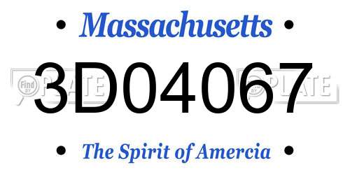 3D04067 Massachusetts License Plate
