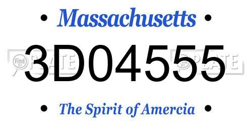 3D04555 Massachusetts License Plate