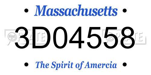 3D04558 Massachusetts License Plate