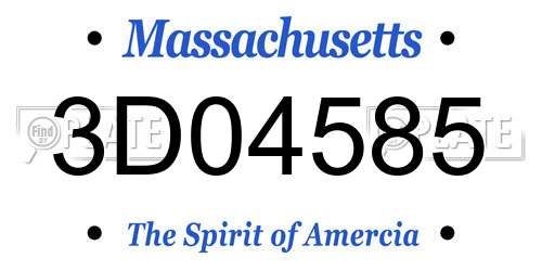 3D04585 Massachusetts License Plate