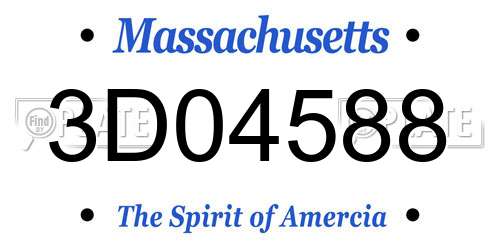 3D04588 Massachusetts License Plate
