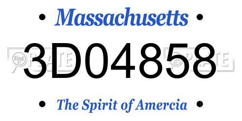 3D04858 Massachusetts License Plate