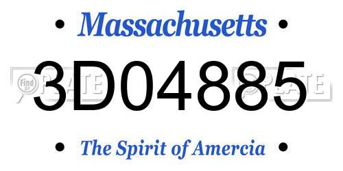 3D04885 Massachusetts License Plate