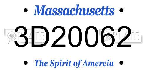 3D20062 Massachusetts License Plate