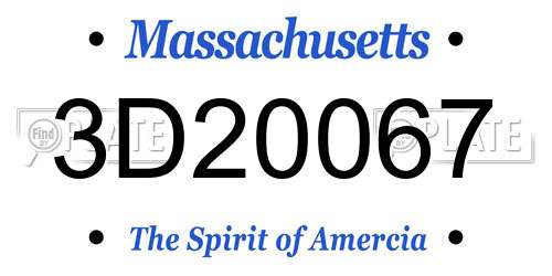3D20067 Massachusetts License Plate