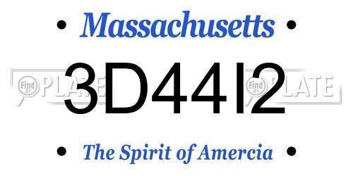 3D44I2 Massachusetts License Plate