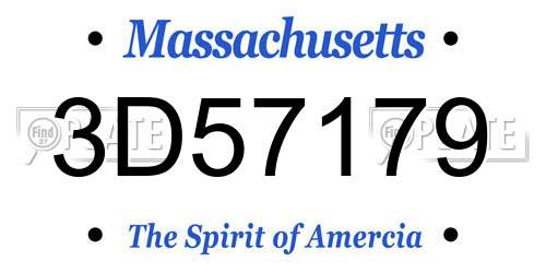 3D57179 Massachusetts License Plate