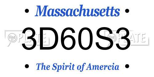3D60S3 Massachusetts License Plate
