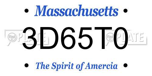 3D65T0 Massachusetts License Plate