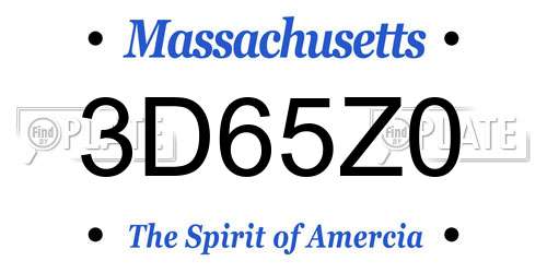 3D65Z0 Massachusetts License Plate