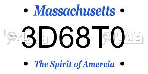 3D68T0 Massachusetts License Plate