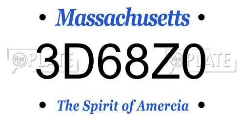 3D68Z0 Massachusetts License Plate